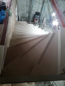 The Green Parlour Natural Stone Staircase - installing a tight turn or treads